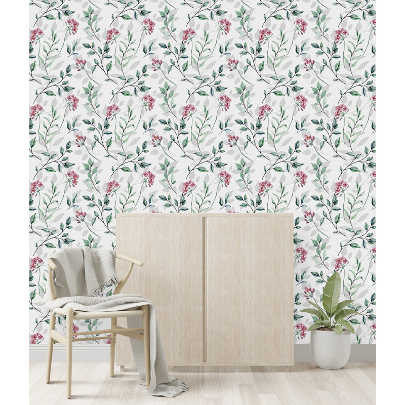 Fleurs sauvages sur fond blanc, L 2,08 pi x L 18,75 pi