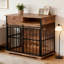 Solid Wood Dog Kennel Furniture Crate With Tray For Medium & Large Breeds