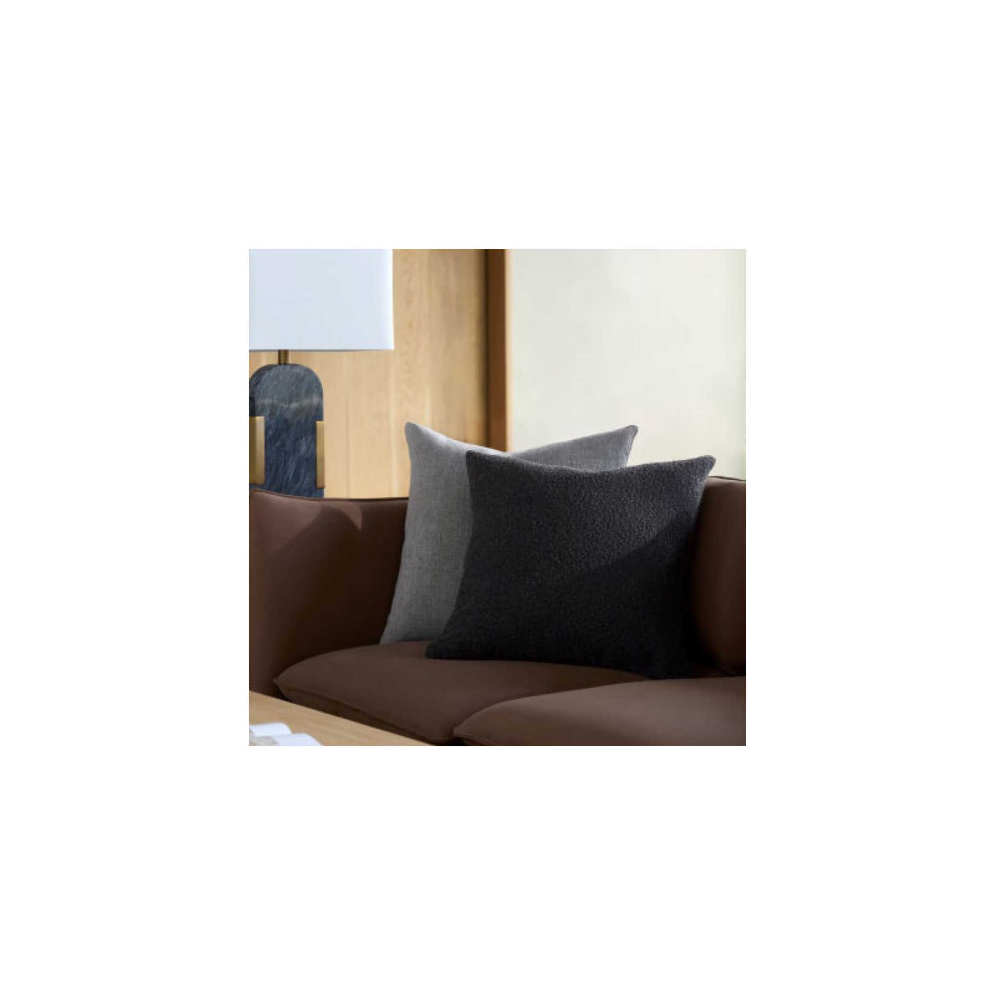 Amalfi Boucle Throw Pillow, Down, 20" x 20", Dark Brown