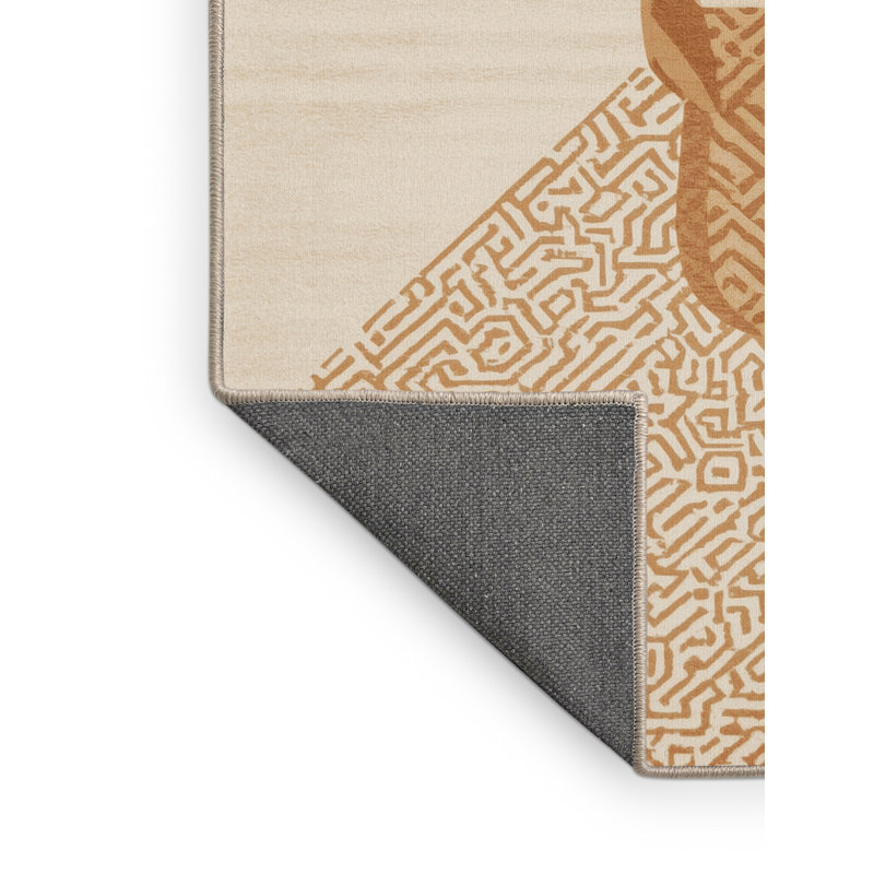 Tapis décontracté à motif géométrique doux en peluche beige, 6 X 9
