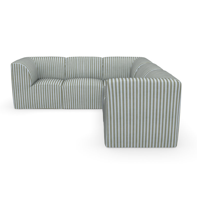 Canapé d'extérieur en Sunbrella® de 124 po Fleener, Sunbrella® à rayures vertes