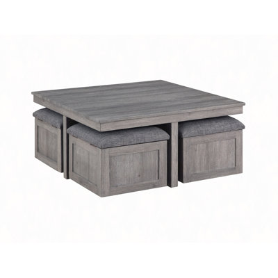 Moseberg 38" Coffee Table With Storage Stools