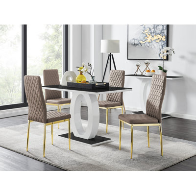 Scottsmoor 5-Piece Faux Leather Upholstered Dining Set with Pedestal Table Base