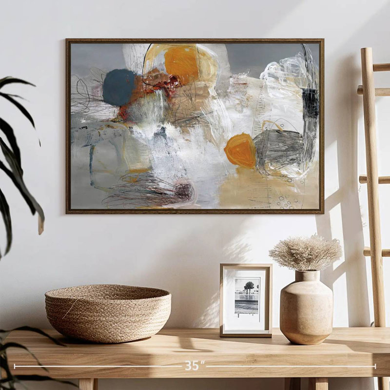 Décollage, 25 po x 17 po, Cadre flottant noyer