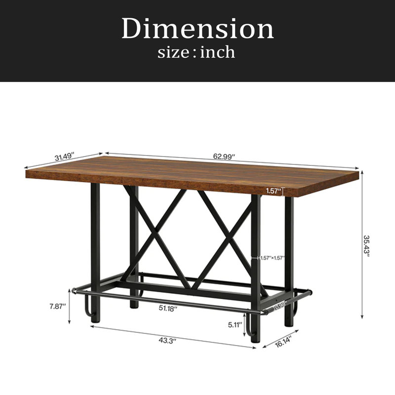 Rustic Pub Bar Counter,Sturdy Bar Table