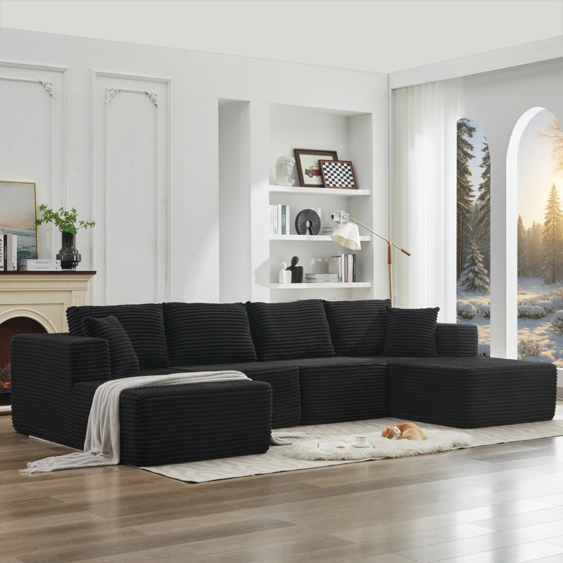 Canapé modulaire 106 "avec méridienne double pour salon, Gris