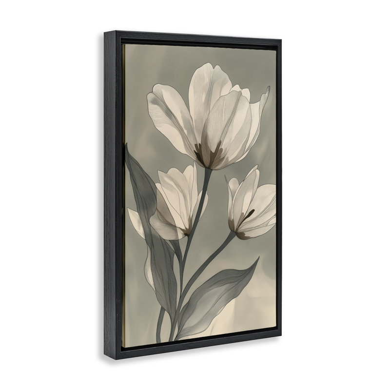 Cadre flottant Times Three Budding Magnolias, design par Annabelle Hall, Cadre flottant noir de jais, H 25 po x l 17 po