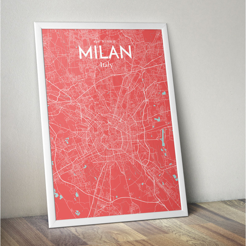 Milan City Map - No Frame Print, 43.2cm H x 27.9cm W x 0.13cm D