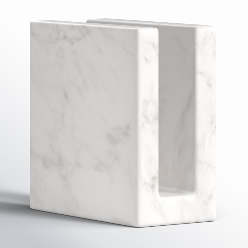 Elegant White Marble Tabletop Napkin Holder