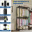 Porte-vêtements sur pied robuste avec tablettes réglables et tringles de suspension