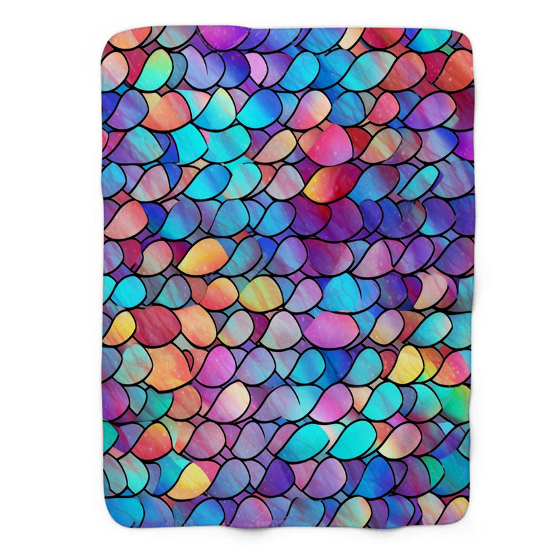 Écailles de poisson arc-en-ciel - couverture Sherpa de qualité supérieure 1 pièce, Lit simple