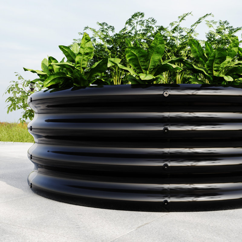 32.08"*11.4" Tall Round Raised Garedn Bed, Black