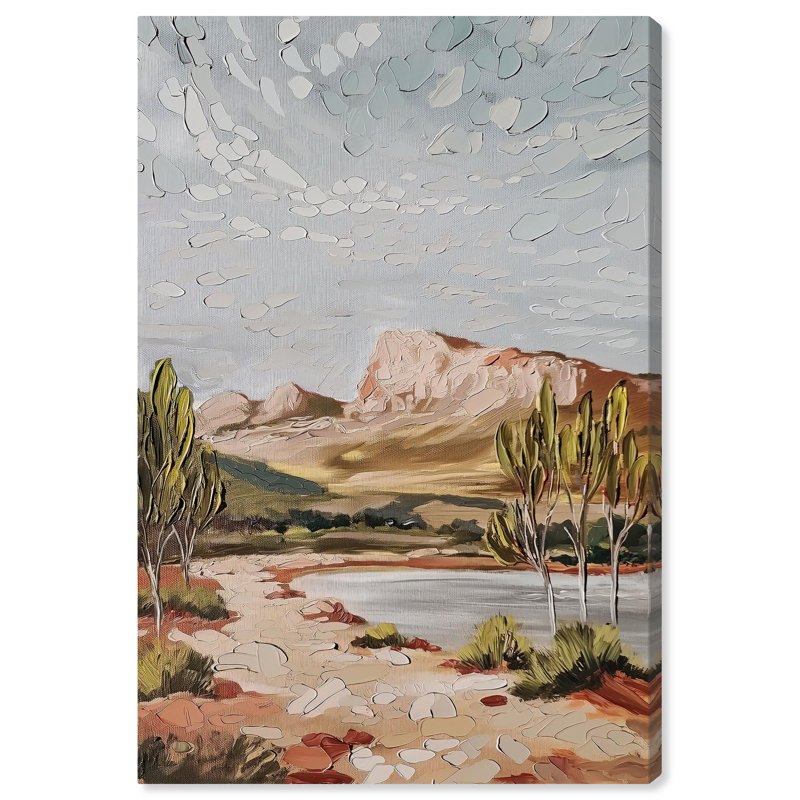 Vintage Landscape Wrapped Canvas Art in Earth Tones, 15" x 10"