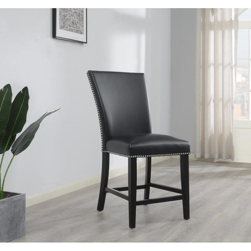 26'' H Faux Leather Upholstered Dining Chair, Black