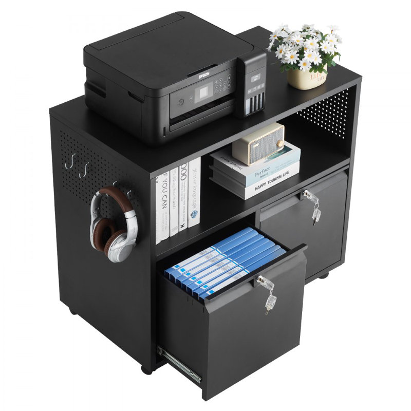 80cm Wide 2 -Drawer Mobile Steel File Cabinet