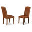 L'ensemble de mobilier de salle à manger 3 pièces comprend une table ronde avec piédestal et 2 chaises rembourrées en similicuir brun, 36 x 36 pouces, acajou-588374900-638415235-638415232