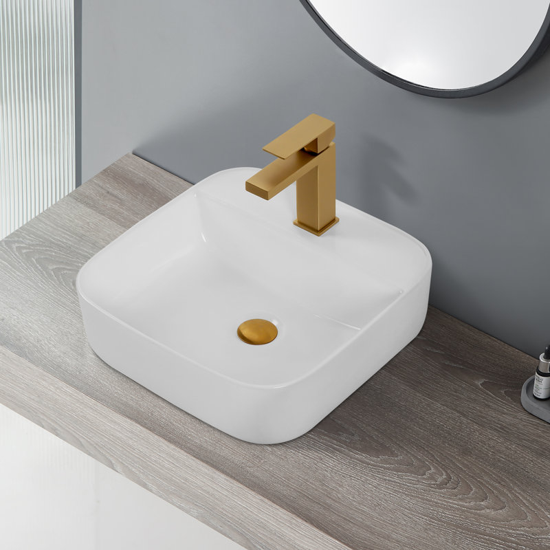 Lavabo de comptoir carré à finition blanche Kimmy certifié CUPC