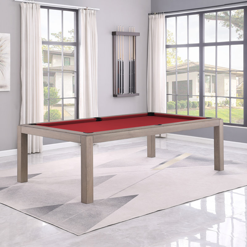 Table de billard en ardoise avec plateau de salle à manger Olivia, 7 pi, Rouge, Gris cendré