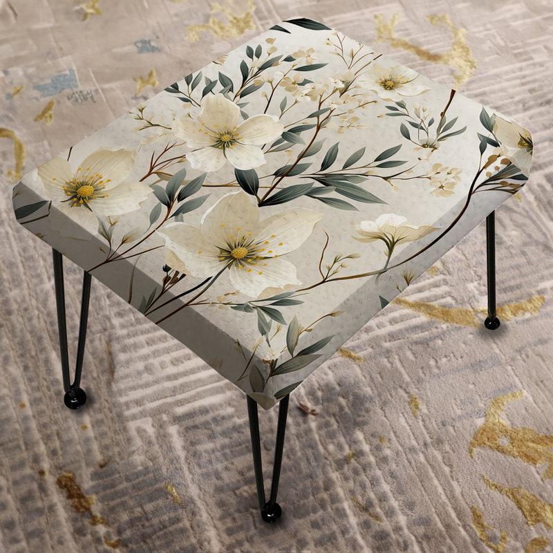 Harmony Of White And Blue Daffodil - Floral Rectangle Ottoman