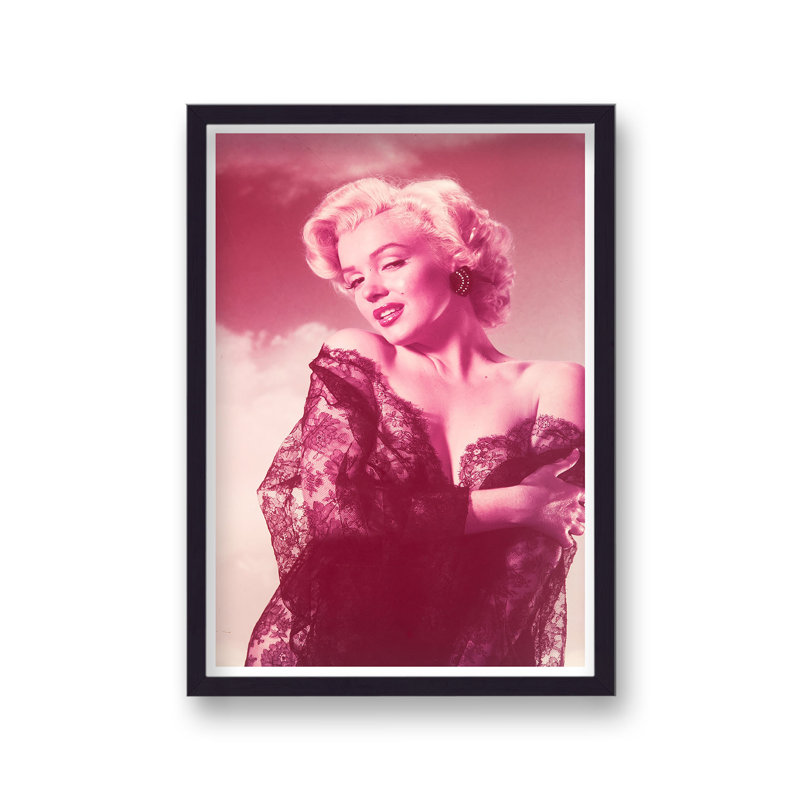 Marilyn Monroe Wearing Black Lace Gown Pink Sepia Effect - Single Picture Frame Print