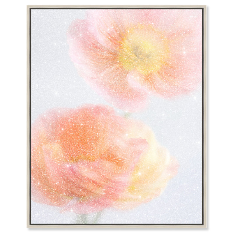 Hazy Camelias Print by Oliver Gal, 25"H x 31"W, Silver Floater Frame