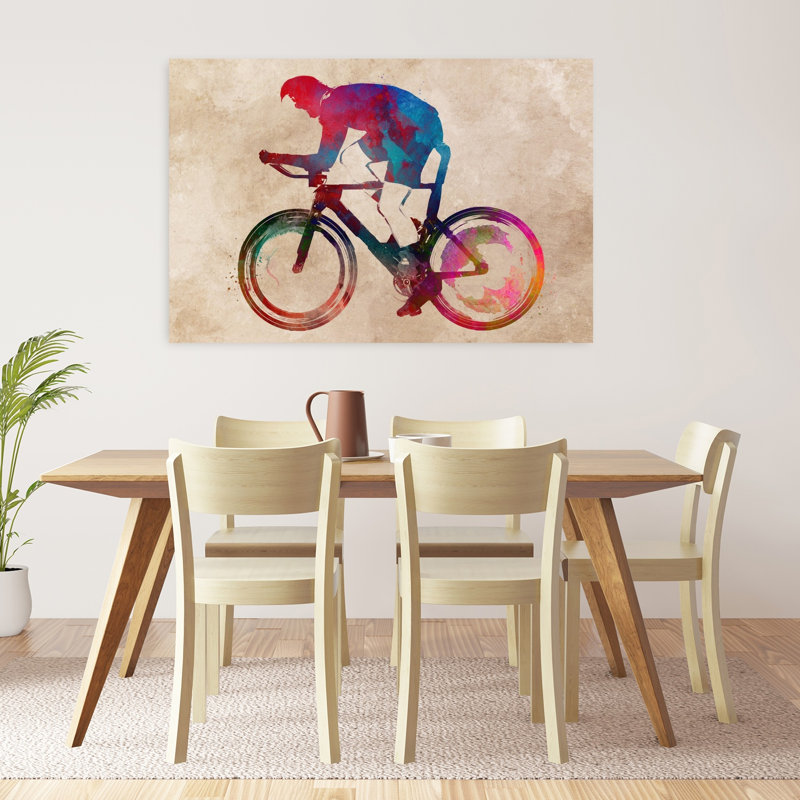 «Vibrant Cycling Racer», art mural contemporain, 32" H x 48" W