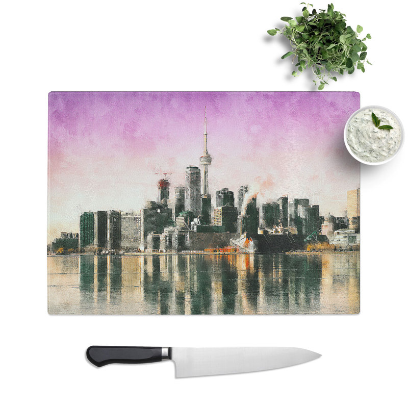 Tempered Glass Skyline of Toronto in Canada Chopping Board, 20 cm x 28.5 cm