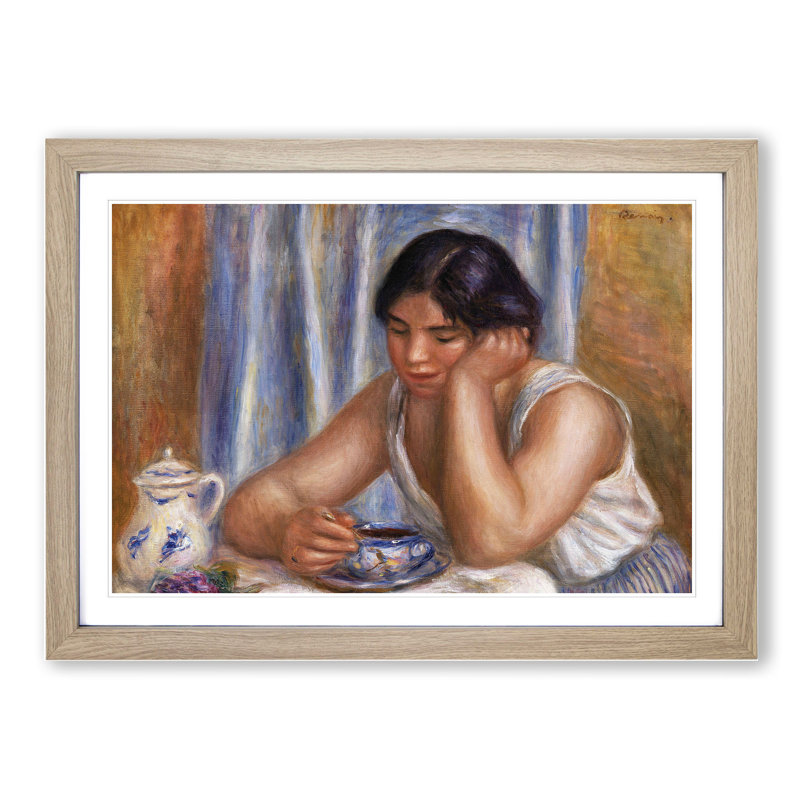 A Cup of Chocolate by Pierre-Auguste Renoir - Picture Frame Painting, Oak, 48cm H x 65cm W x 2cm D