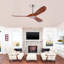 52" Solid Wood Ceiling Fan, Outdoor, 3 Blade, No Light, Walnut, For Patio Living Room Bedroom Porch, Remote Control, Water Resistant-1139851739