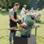 Table de barbecue extérieure en métal pour barbecue de style gros œuf, comprenant des planches latérales pliables, supportant des grils de grande taille et similaires, fabrication en fer robuste, rangement pour outils spacieux, assemblage rapide, mobi