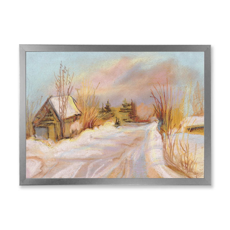 Cold Winter Winter Day - reproduction sur toile, H 16 po x l 32 po x P 1 po, Cadre photo argenté
