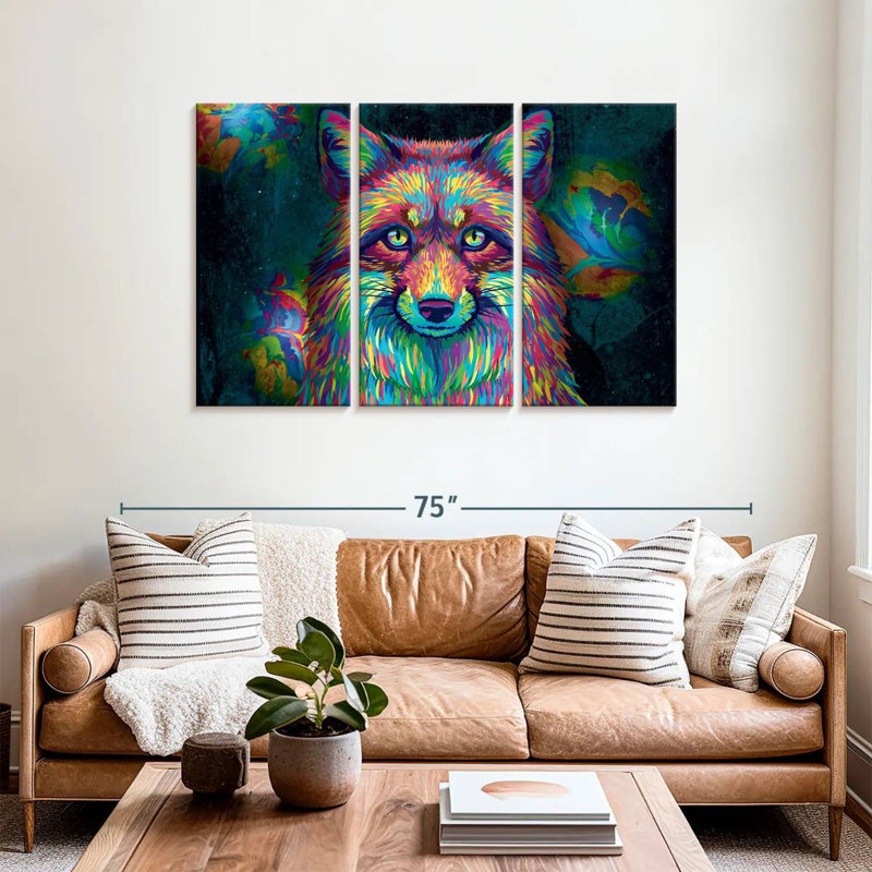 Renard de couleur arc-en-ciel Brampt, H 36 po x l 57 po