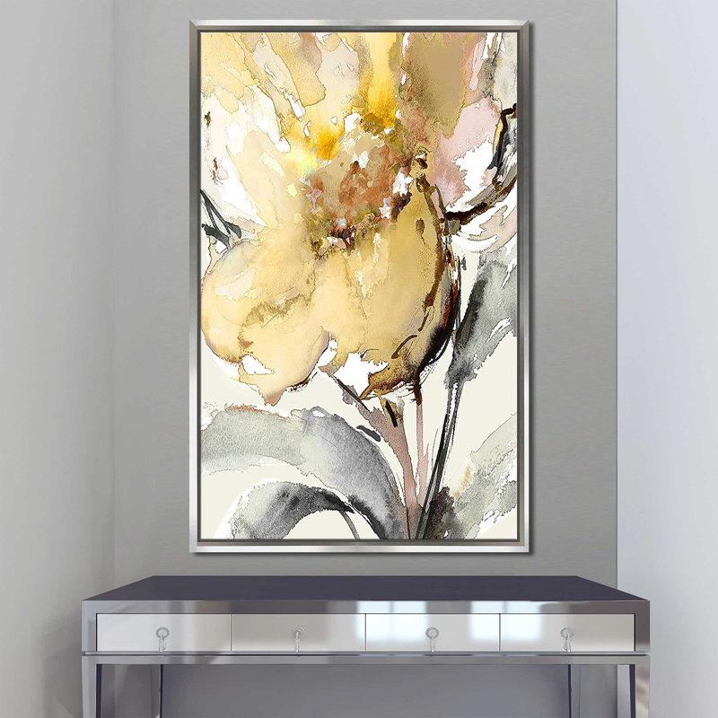 «Bright Blooms II» par Lanie Loreth - Peinture, Cadre flottant argent, H 33,5 po x l 21,5 po x P 2 po