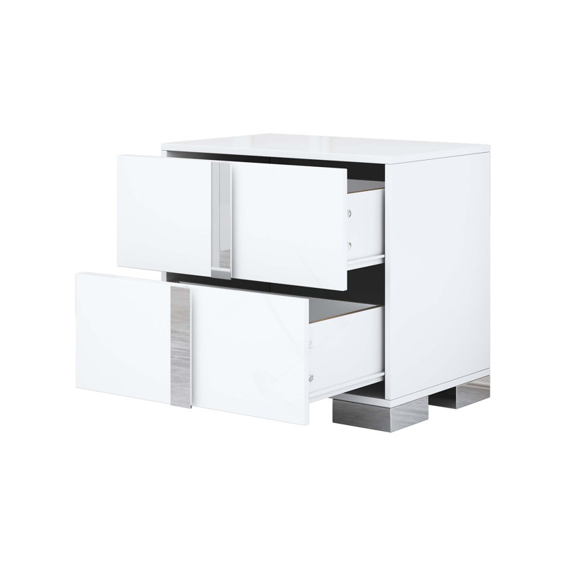 Tables de chevet modernes avec rangement, table de chevet en MDF blanc et métal pour la maison