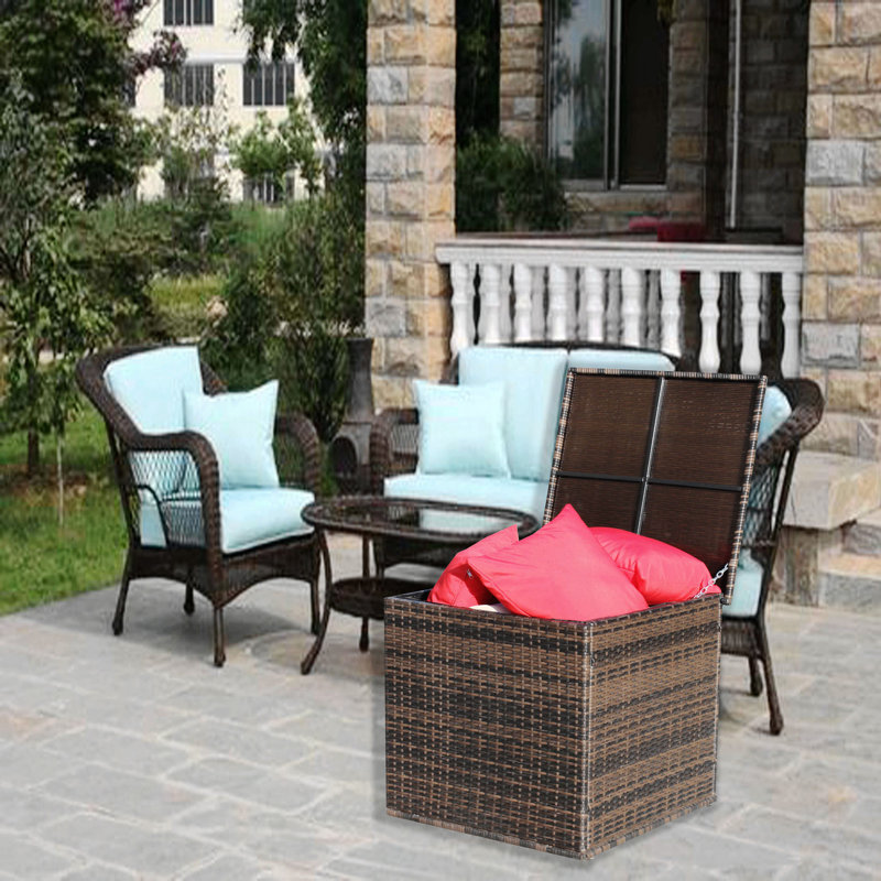 Boîte de rangement pour meubles de patio en osier (brun)