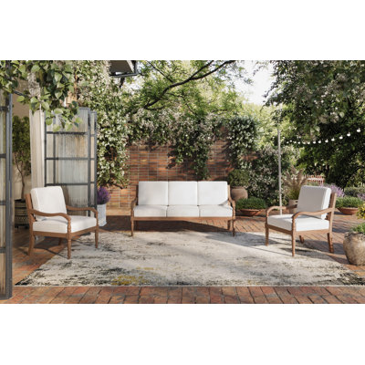 Breger 3-Piece Wood Patio Conversation Set