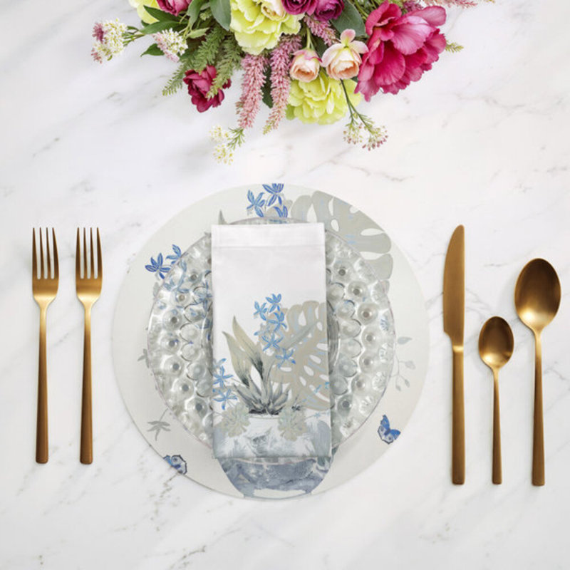 Serviettes de table en satin de coton Monkey, Poudre