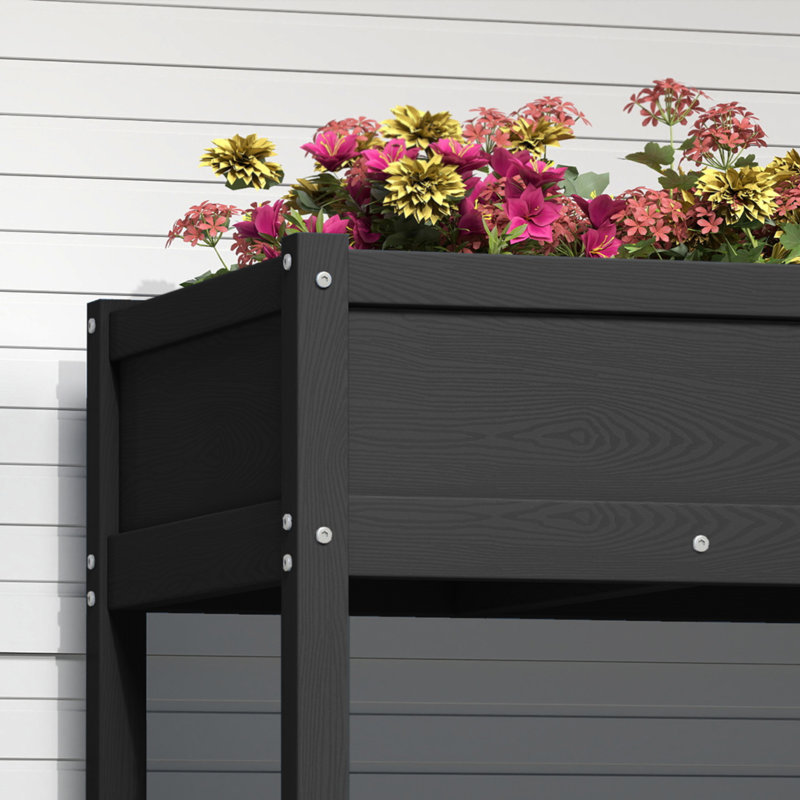 Elevated Planters Garden Bed  39.5''W x 25.7''H Premium Poly Elevated Planter Stand  & Drainage Holes, Black