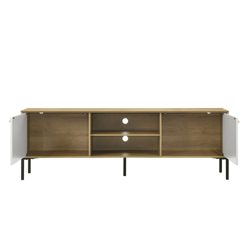 Burke 70"W White And Oak 2-Door TV Stand