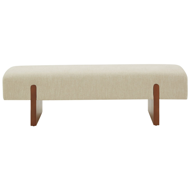 Caselynn Linen Upholstered Bench, Beige