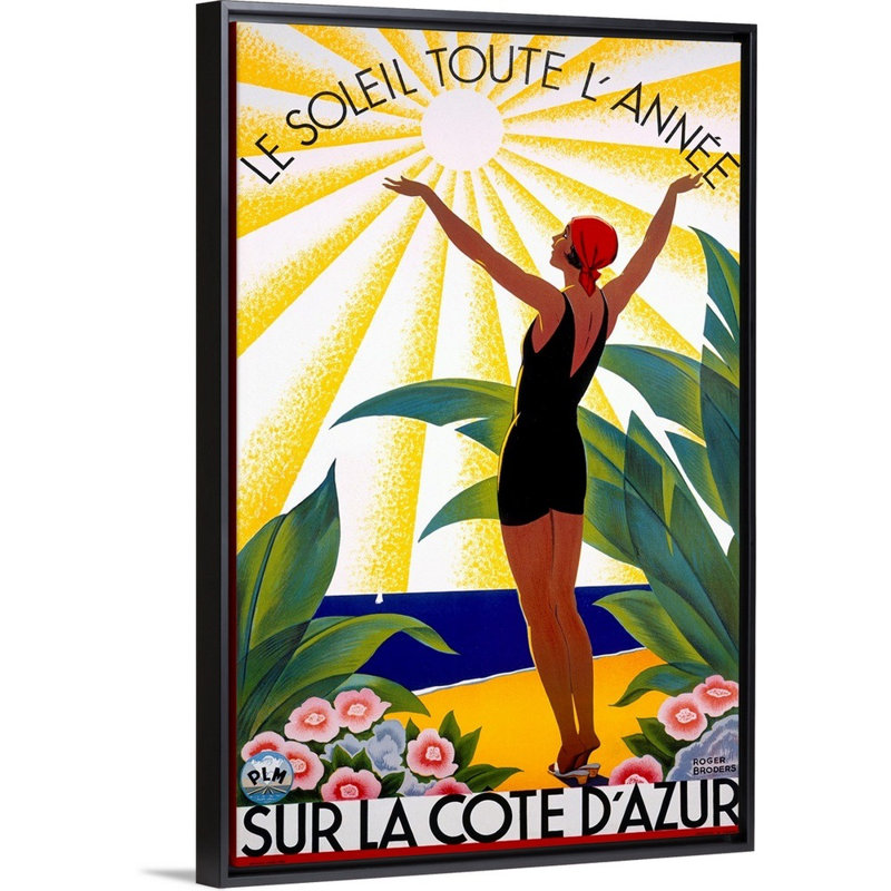 «Cote d'azur», Le Soleil Toute, LAnne, affiche rétro, par Roger Broders, reproduction d'art sur toile encadrée par Roger Broders