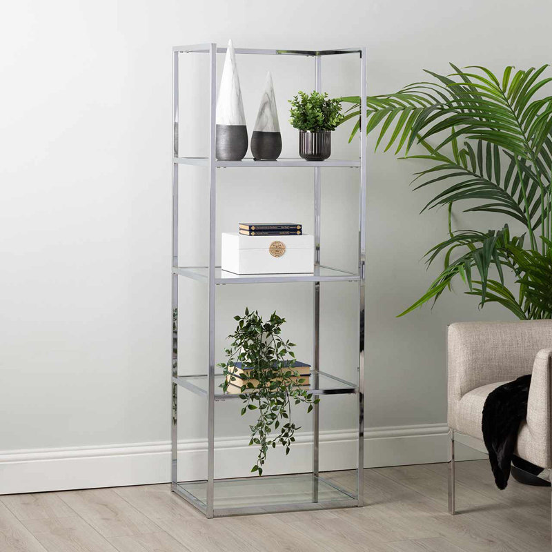 Adrio Book Shelf for Study Room Furniture, Metal Ladder with Chrome Finish, 152cm H x 53cm W x 44cm D