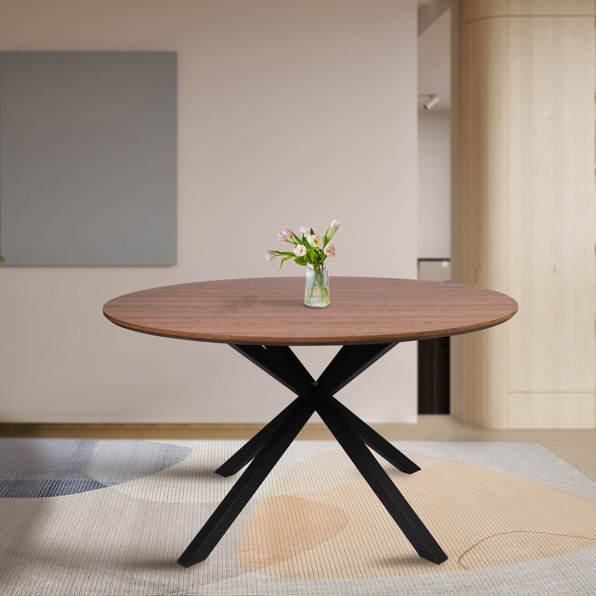 Round metal dining table shop base