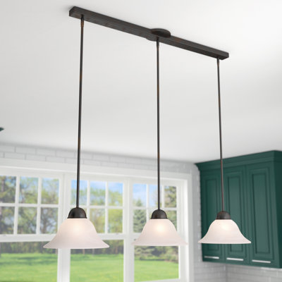 Luminaire suspendu linéaire à trois lumière pour îlot de cuisine Offerman