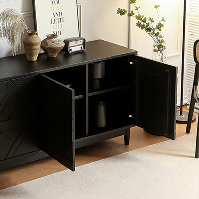 Retro Minimalist Solid Wood Sideboard, Black