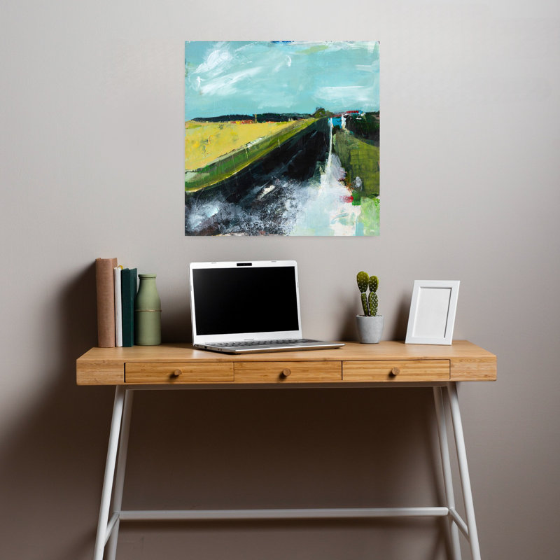 Paysage ouvert contemporain abstrait, art naturel, H 18 po x l 18 po