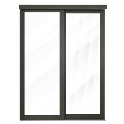 48 po x 80 1/2 po Porte coulissante transparente 1-Lite, gris urbain