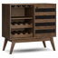 Grande armoire à vin de style Mid-Century en acacia massif avec porte-verres à pied et rangement pour 12 bouteilles Clarkson