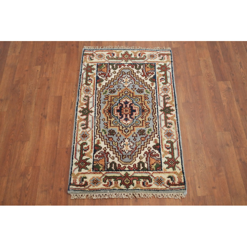 Tapis décoratif géométrique bleu clair 2x3