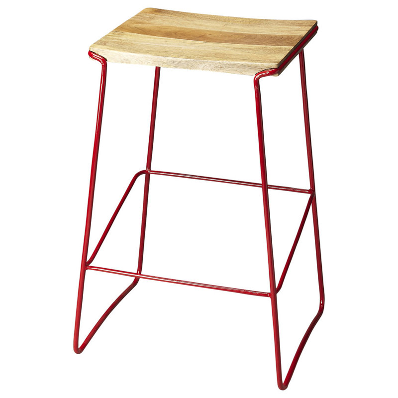 Dayton Mango Solid Wood Bar Stool, Red/Brown